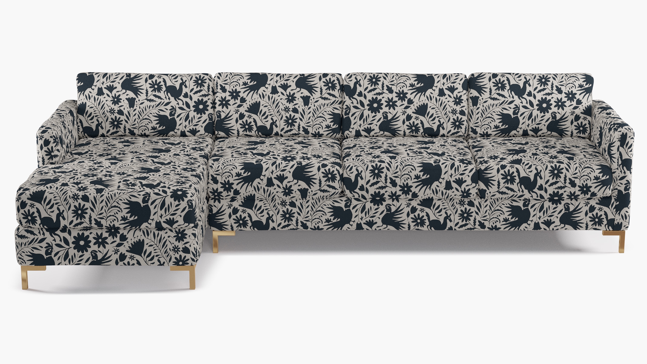 Modern Sectional, Left Facing, Ink Frida, Brass L Leg - Image 0