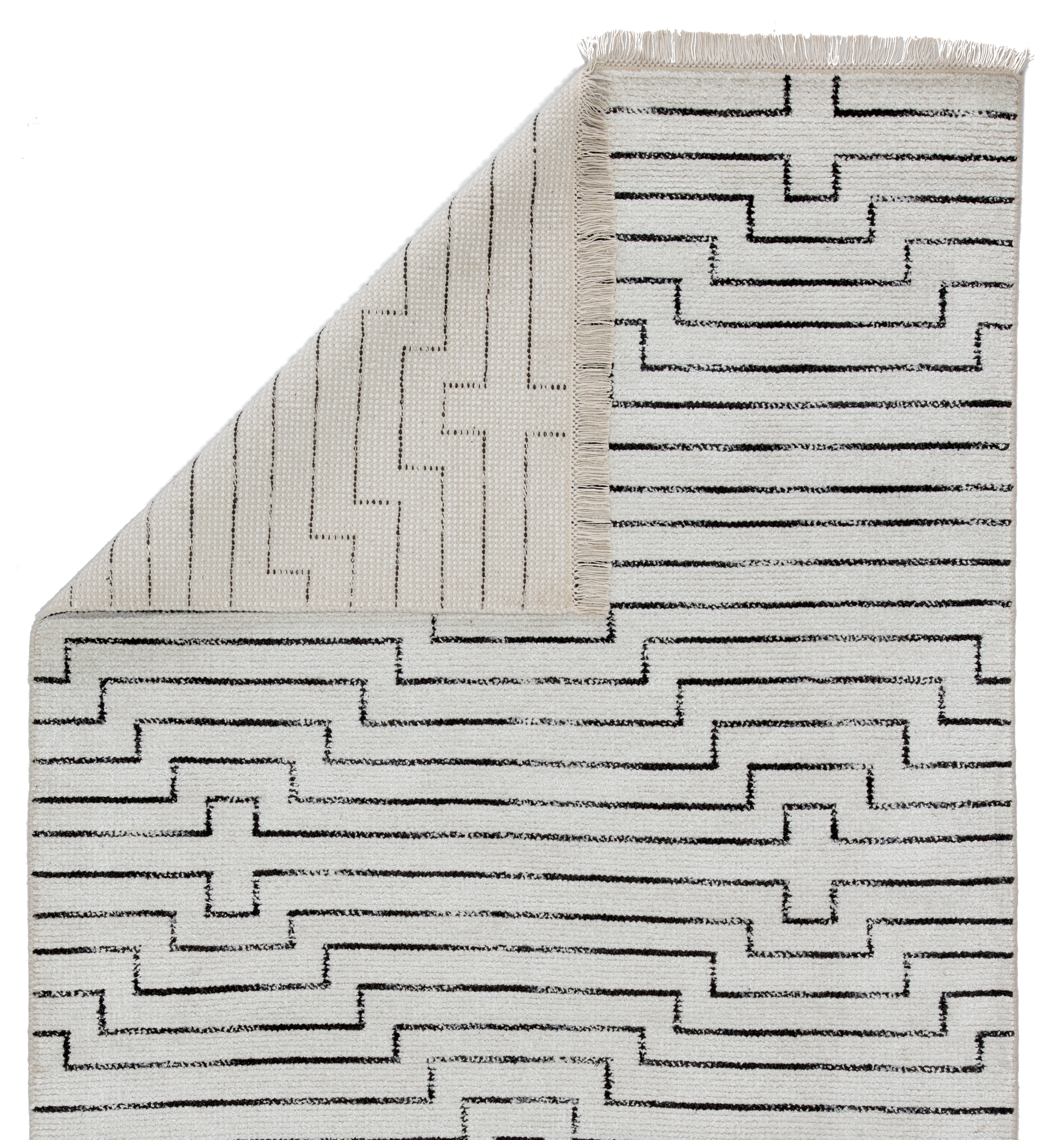 Alloy Handmade Geometric White/ Black Runner Rug  (2'6"X12') - Image 2