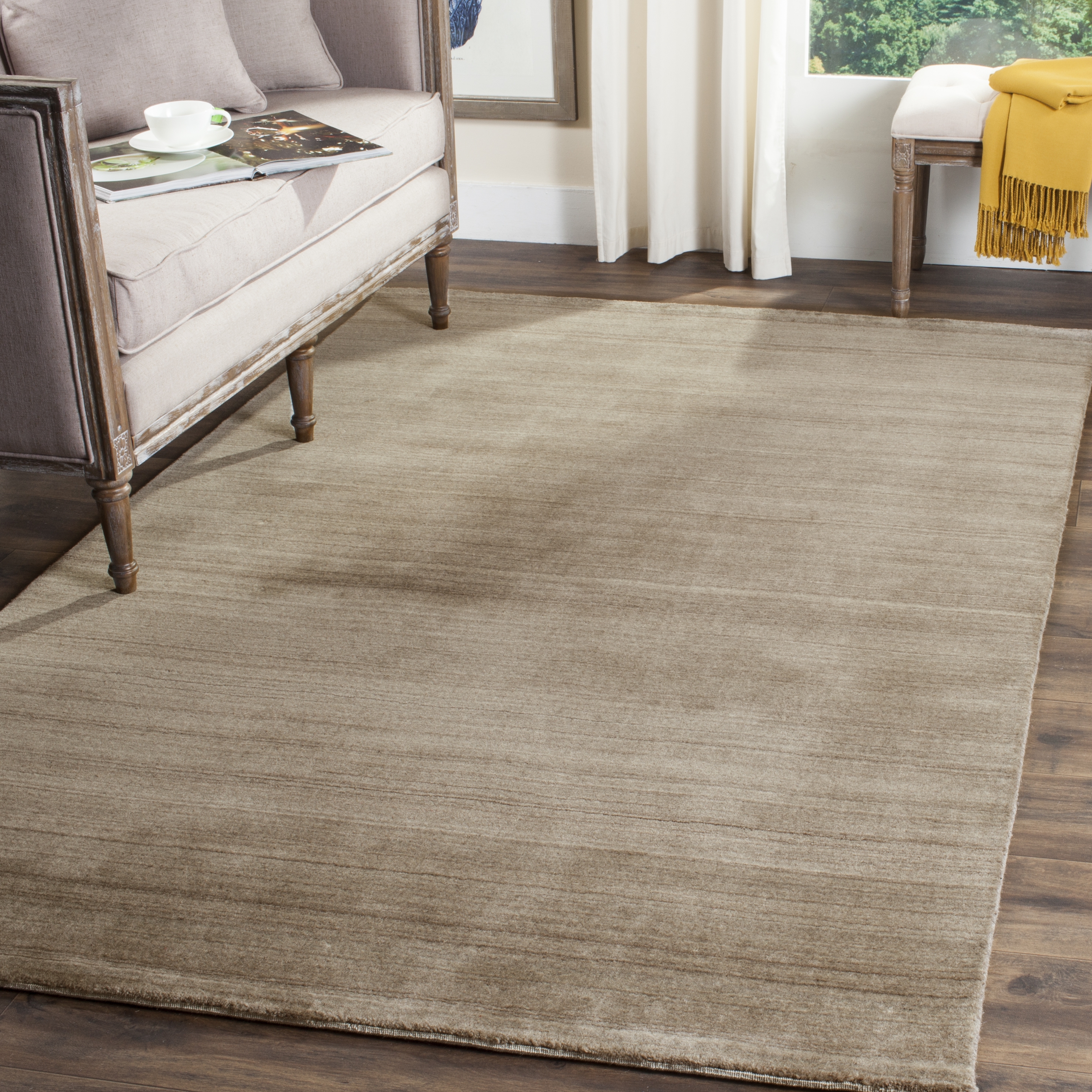 Arlo Home Hand Loomed Area Rug, HIM820B, Taupe,  6' X 9' - Image 1