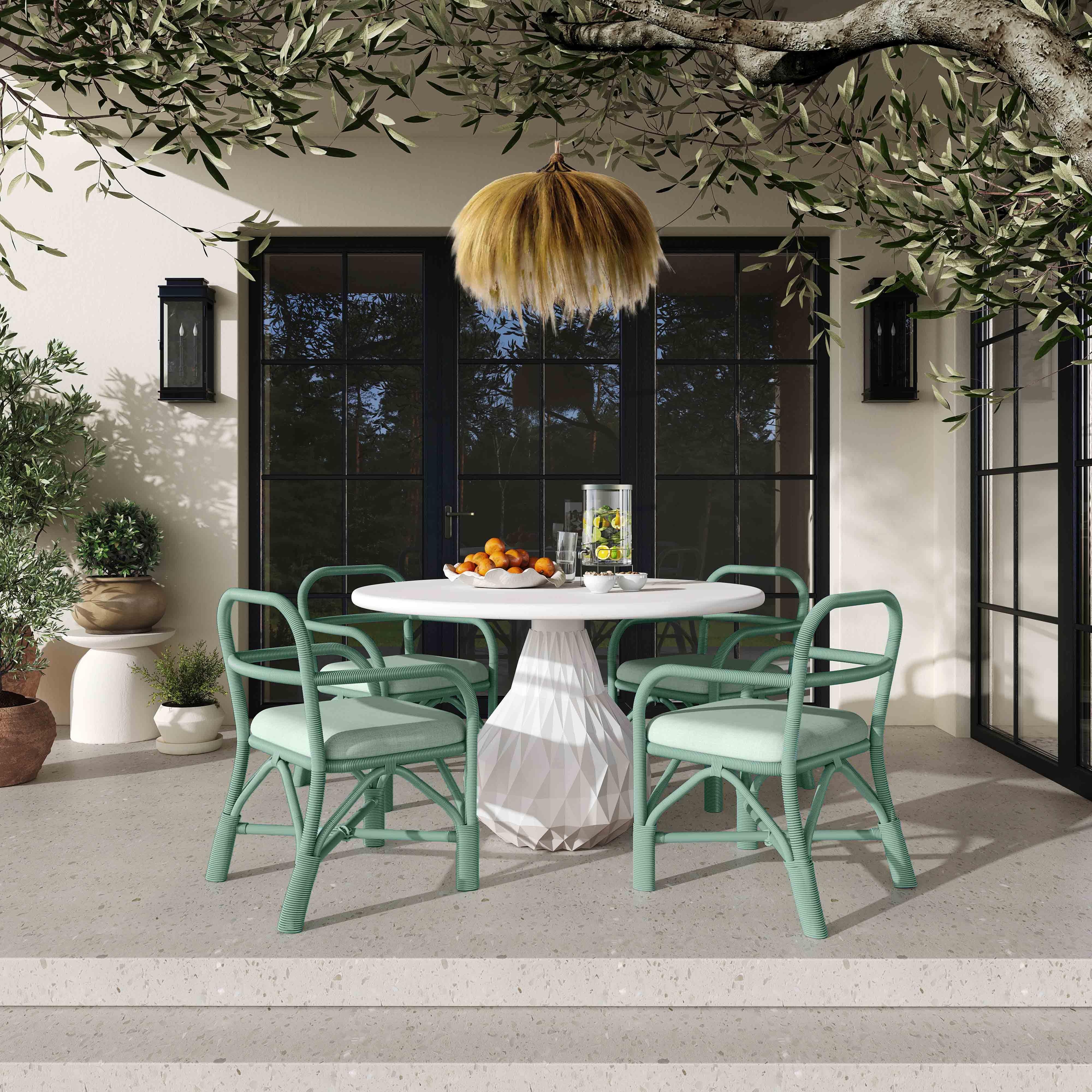 Ginny Green Rattan Dining Chair - Image 1
