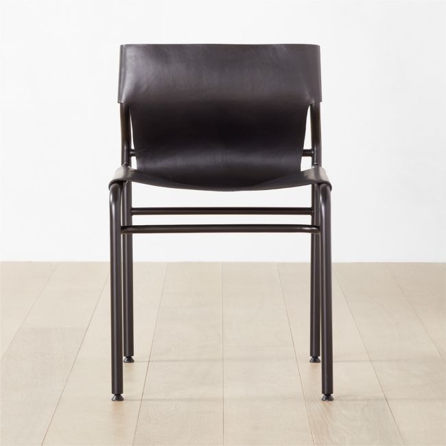 Surf Sling Black Leather Dining Chair - Image 0
