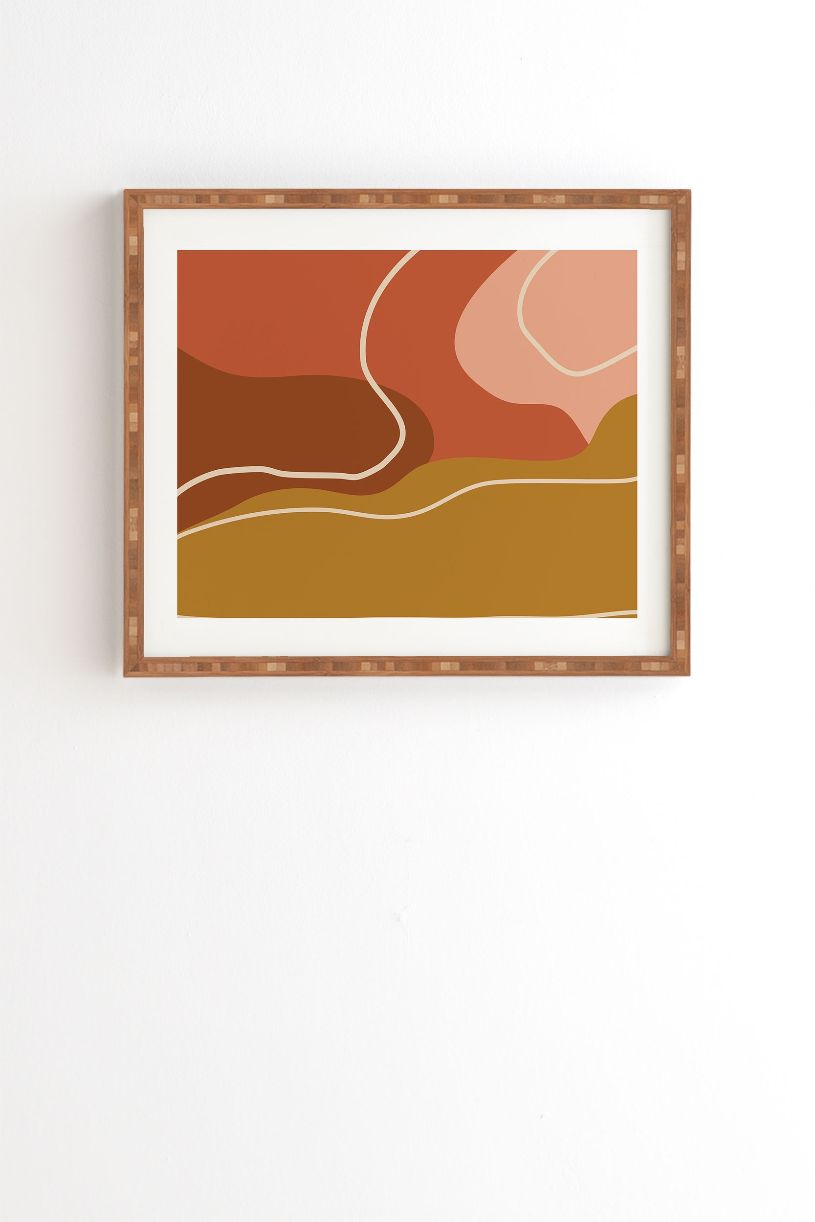 Abstract Organic Shapes In Zen by June Journal - Framed Wall Art Bamboo 12" x 12" - Image 0