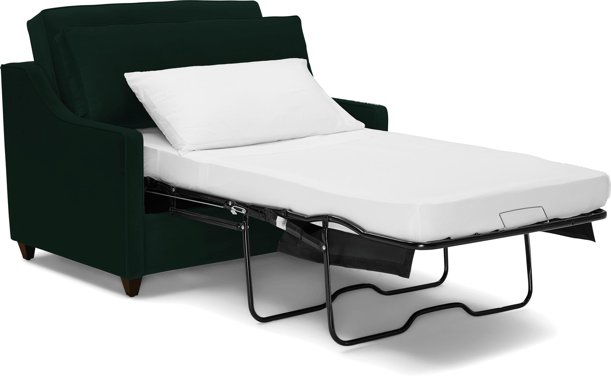 Green Brooks Mid Century Modern Twin Sleeper Sofa - Royale Evergreen - Mocha - Image 2