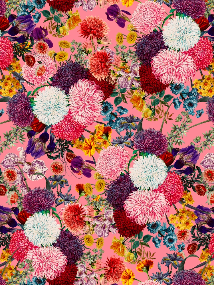 Floral Pink Pattern Framed Art Print by Burcu Korkmazyurek - Scoop White - Large 24" x 36"-26x38 - Image 1