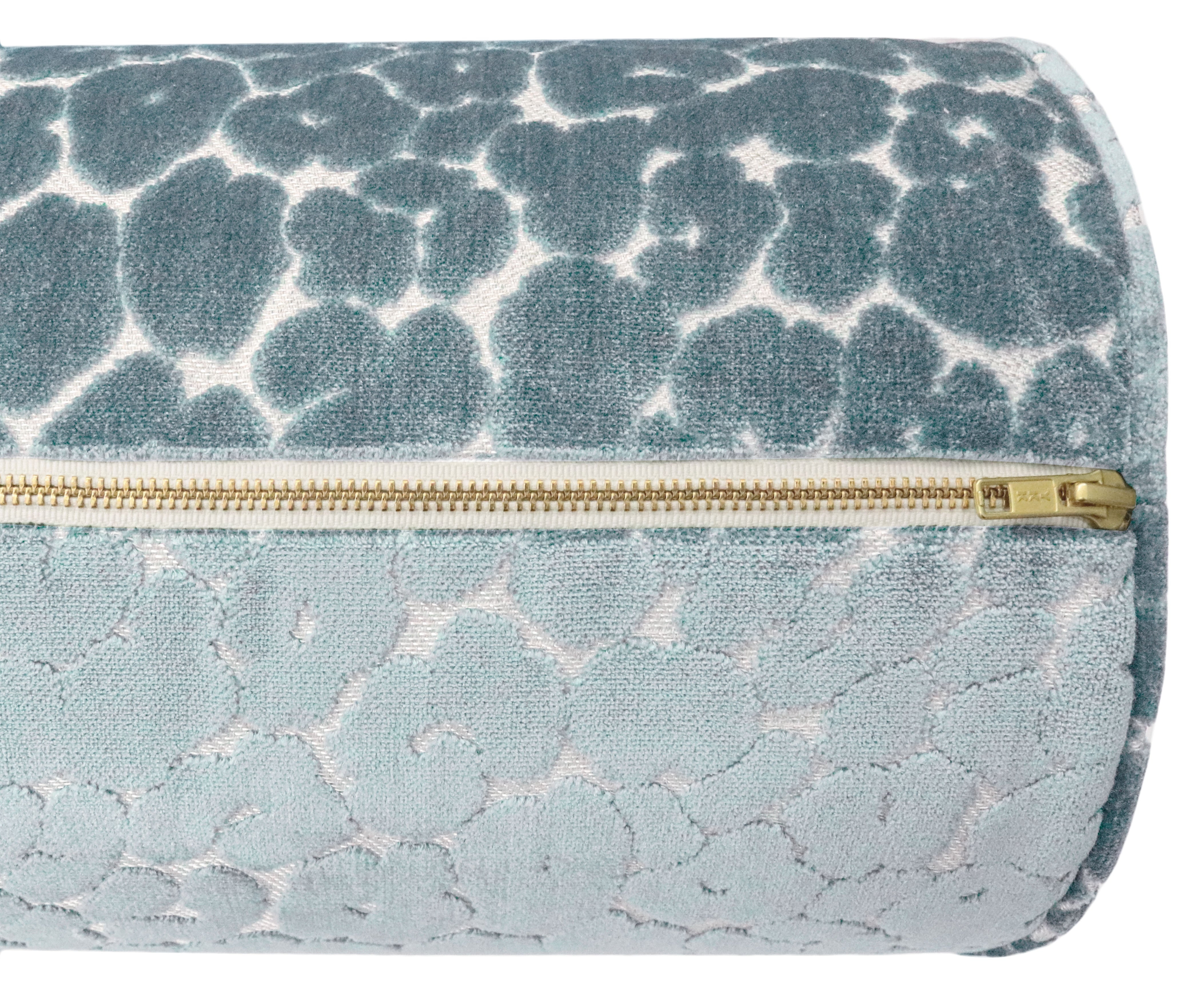 THE BOLSTER :: LEOPARD CUT VELVET // CERULEAN BLUE - BY THE YARD - Image 3