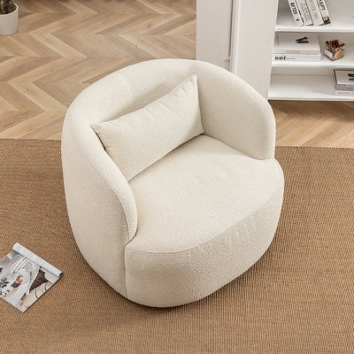 Arijit 34" Wide Boucle Upholstered Swivel Armchair - Image 1