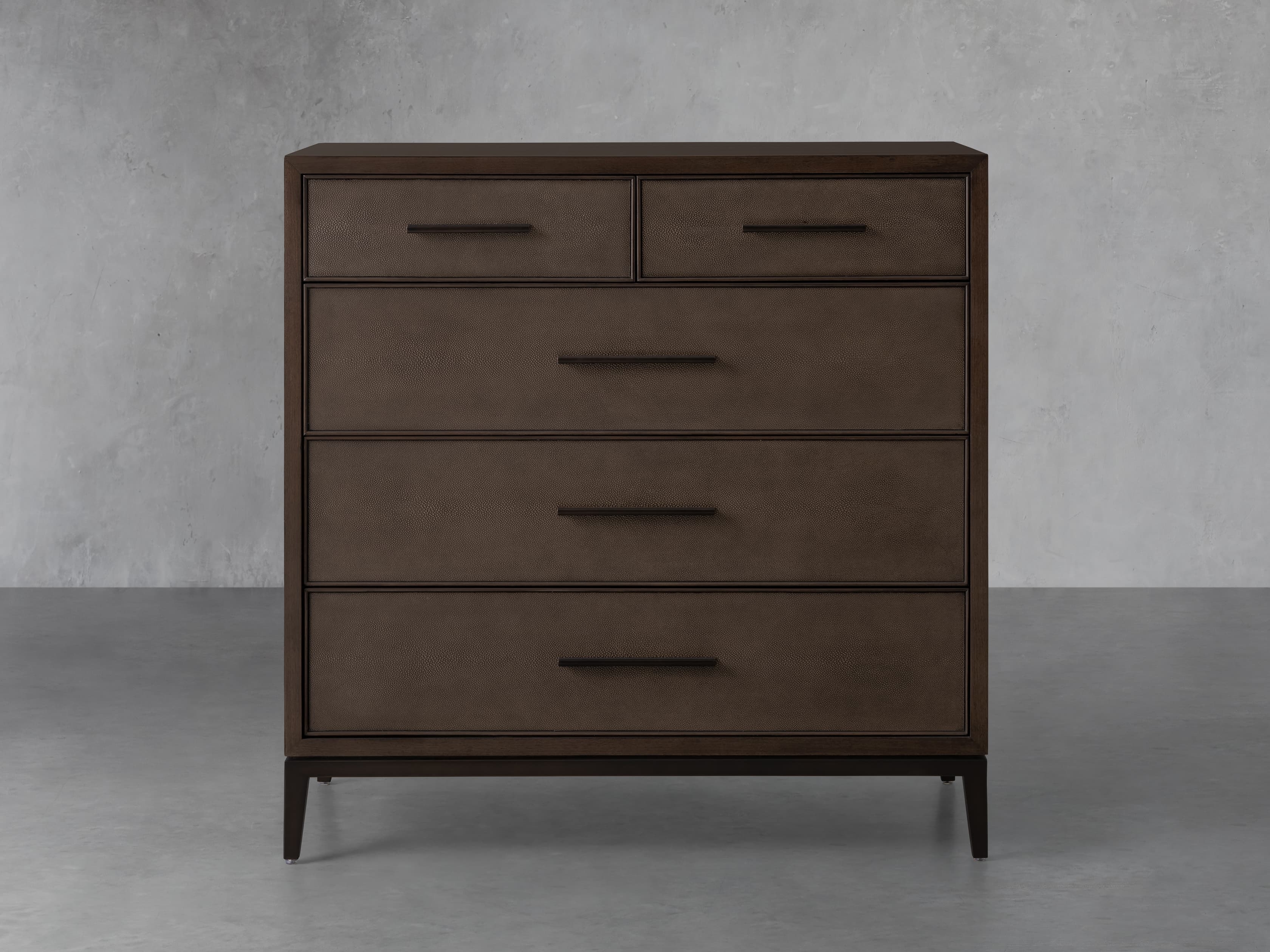 Malone Five-Drawer Dresser in Shagreen Brown  Caramel - Image 0