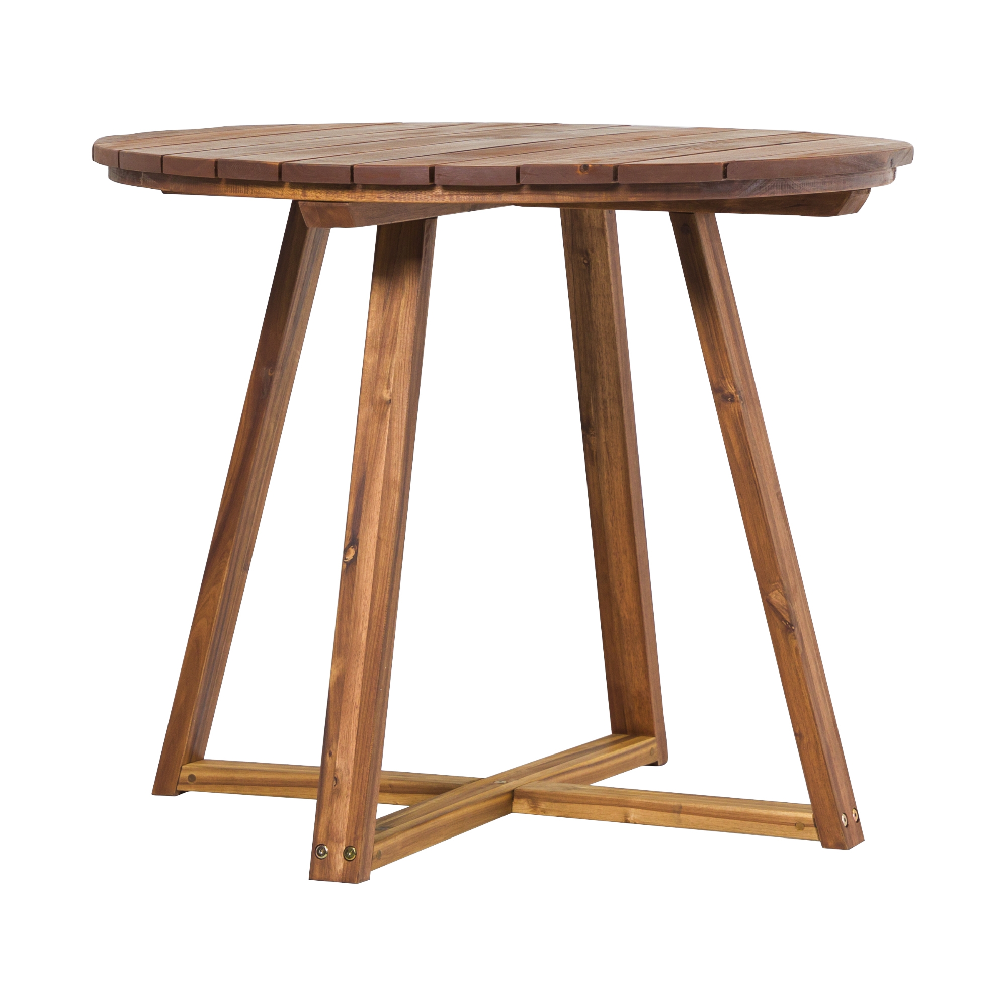 Modern Slat Back Wood Round Dining Table - Brown - Image 5