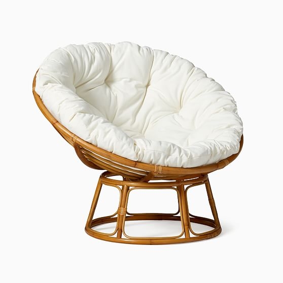 Solana Papasan Chair + Cushion Poly Natural Canvada Rattan - Image 0
