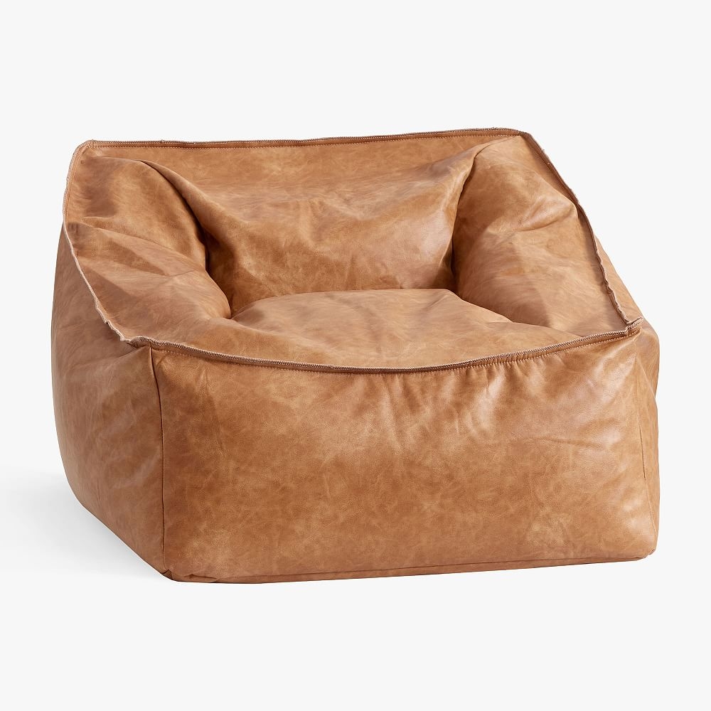 Modern Lounger, Small, Faux Leather Caramel 28x28 - Image 0