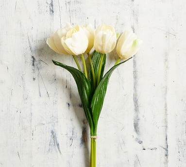 Faux Early Bloom Tulip Bouquet, White - Image 1