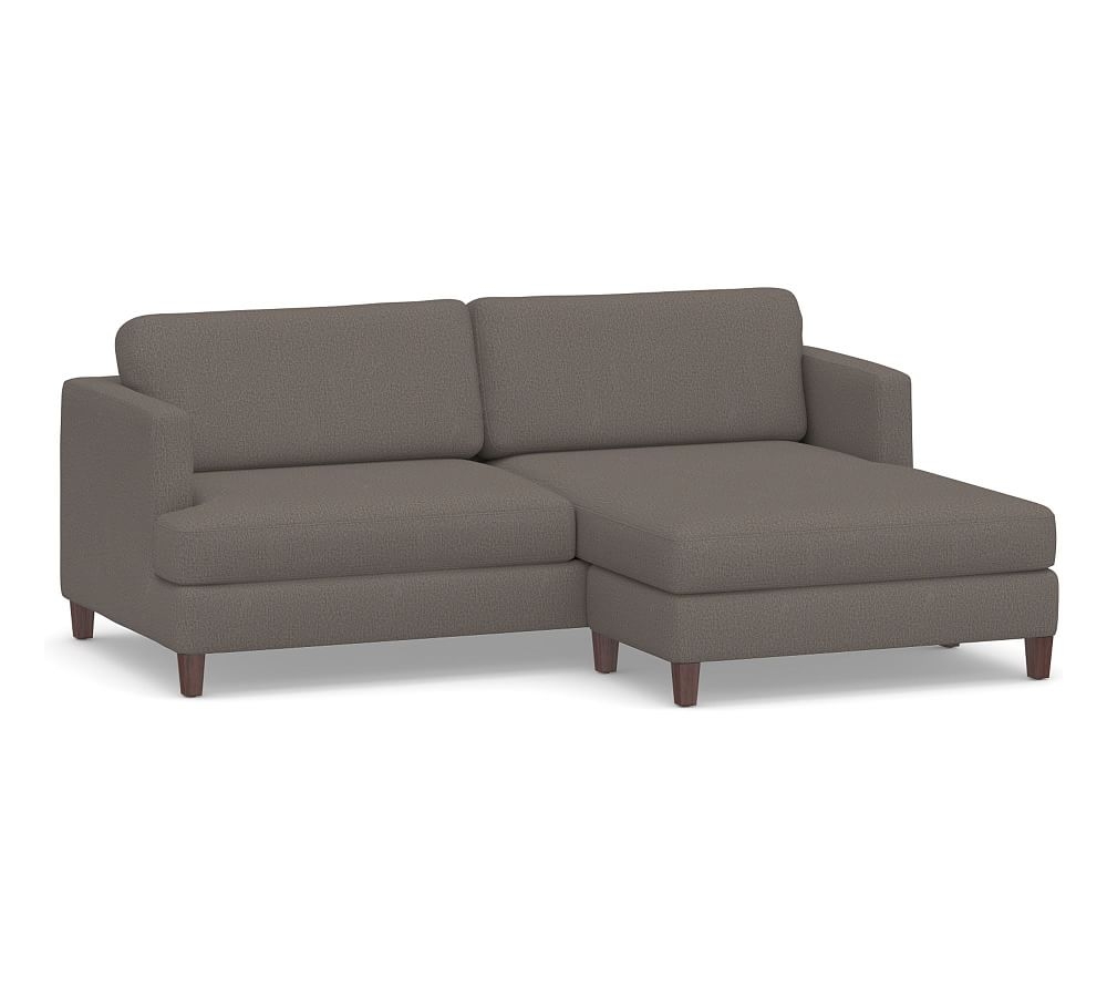 SoMa Ember Upholstered Sofa with Reversible Chaise Sectional, Polyester Wrapped Cushions, Performance Heathered Tweed Graphite - Image 0