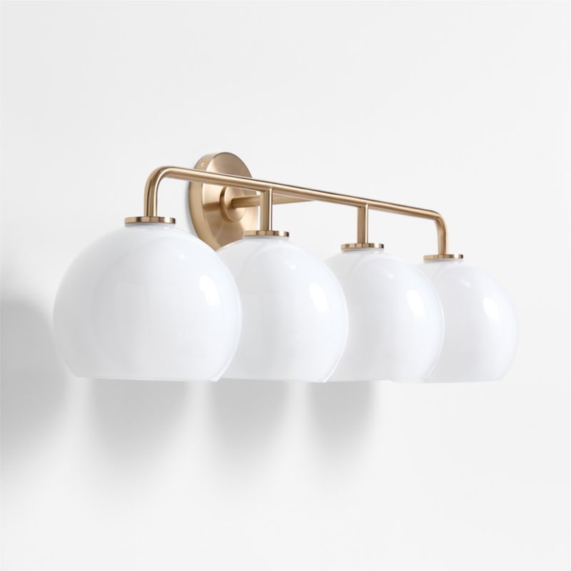 Arren Brass 4-Light Wall Sconce Light with Milk Glass Round Shade - Image 3