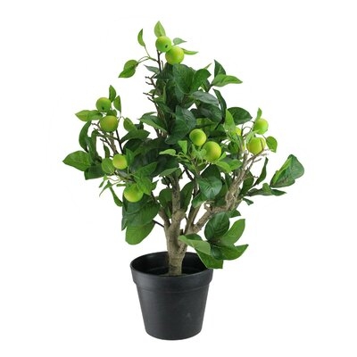 23" Artificial Potted Bonsai-Style Decorative Green Apple Tree - Image 0
