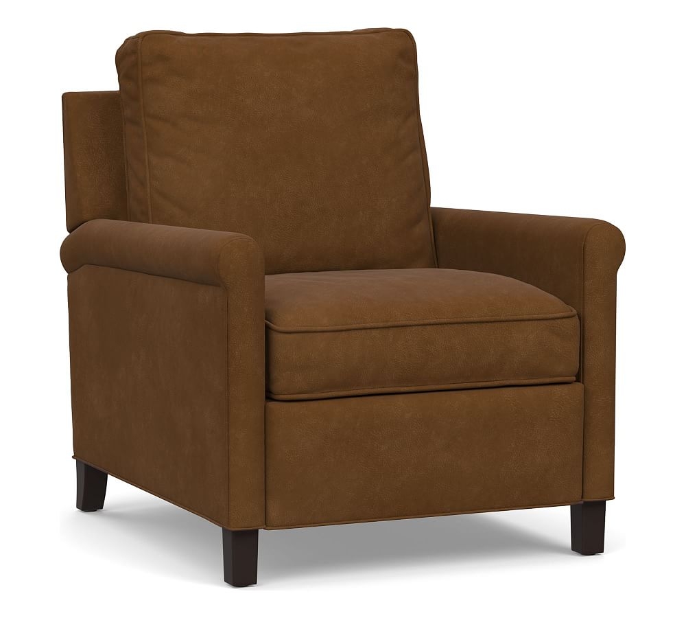 Tyler Roll Arm Leather Power Tech Recliner without Nailheads, Down Blend Wrapped Cushions, Aviator Umber - Image 0