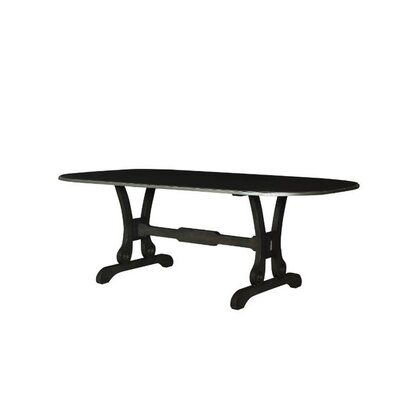 Dining Table With Rounded Rectangular Top, Charcoal Gray - Image 0