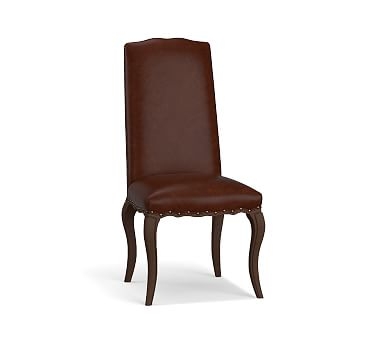 Calais Leather Dining Side Chair, Espresso Frame, Vegan Java - Image 0