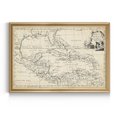 Map of West Indies - Picture Frame Graphic Art Print on Canvas - Image 0