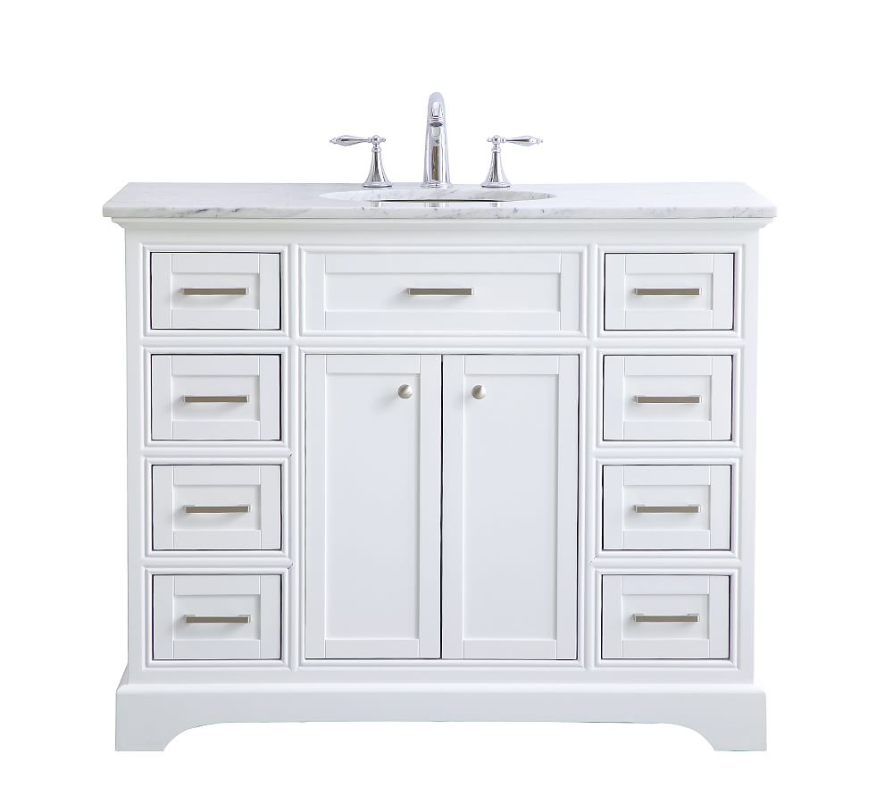 White Warner Single Sink Vanity, 42" - Image 0
