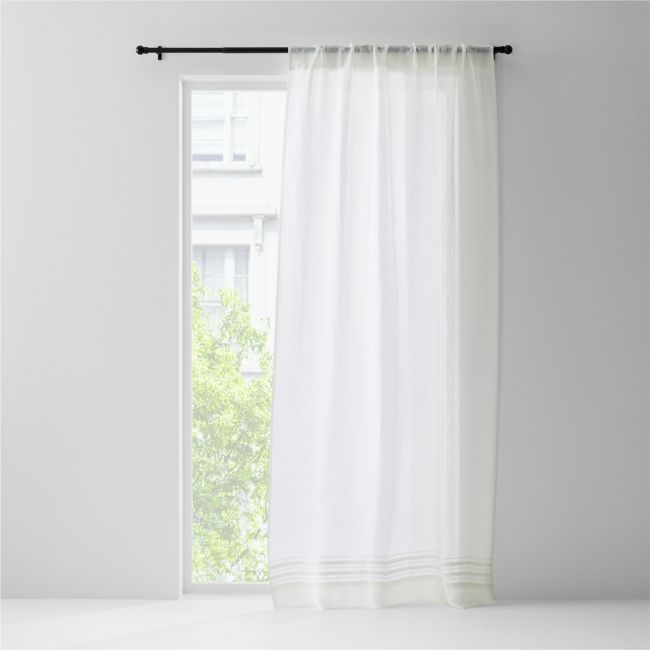 Ivory EUROPEAN FLAX ™-Certified Linen Sheer Stripe Window Curtain Panel 52"x120" - Image 0