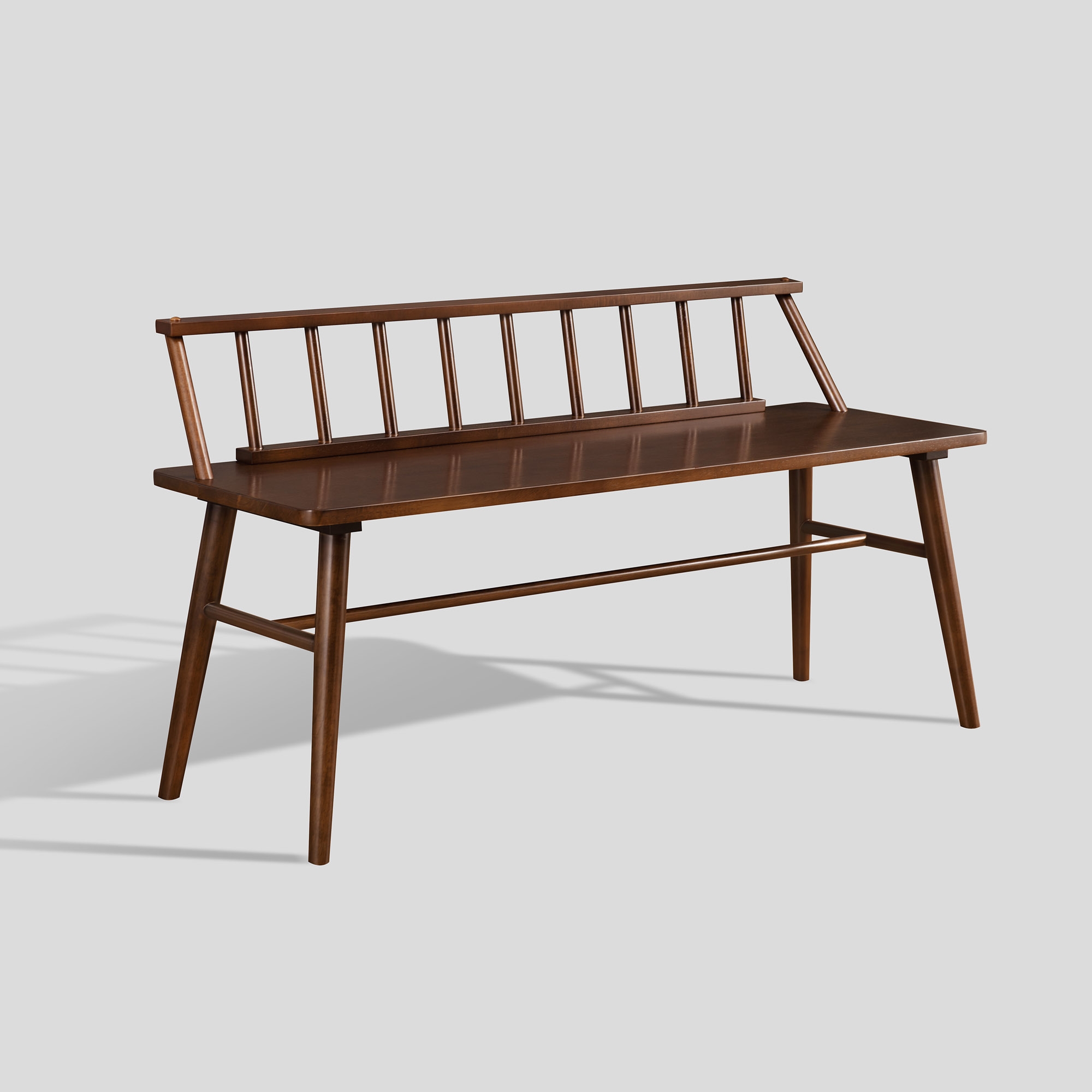 47" Low Back Spindle Bench - Walnut - Image 0