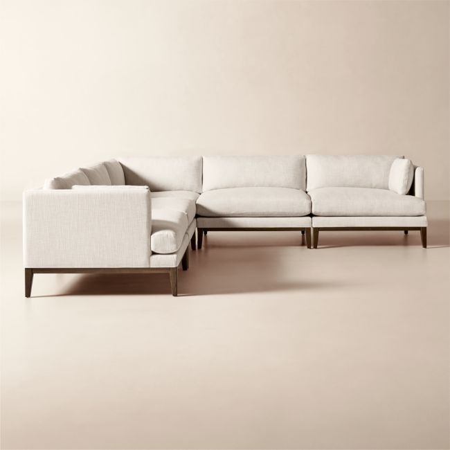 Mona 5-Piece L-Shaped Off-White Performance Linen Sectional Sofa - Image 0