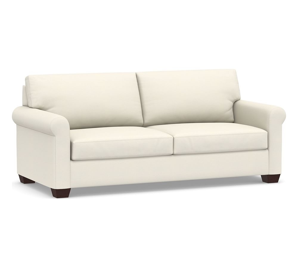 York Roll Arm Upholstered Sofa 82.5", Down Blend Wrapped Cushions, Textured Twill Ivory - Image 0