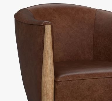 Grayton Leather Armchair, Polyester Wrapped Cushions, Nubuck Graystone - Image 4