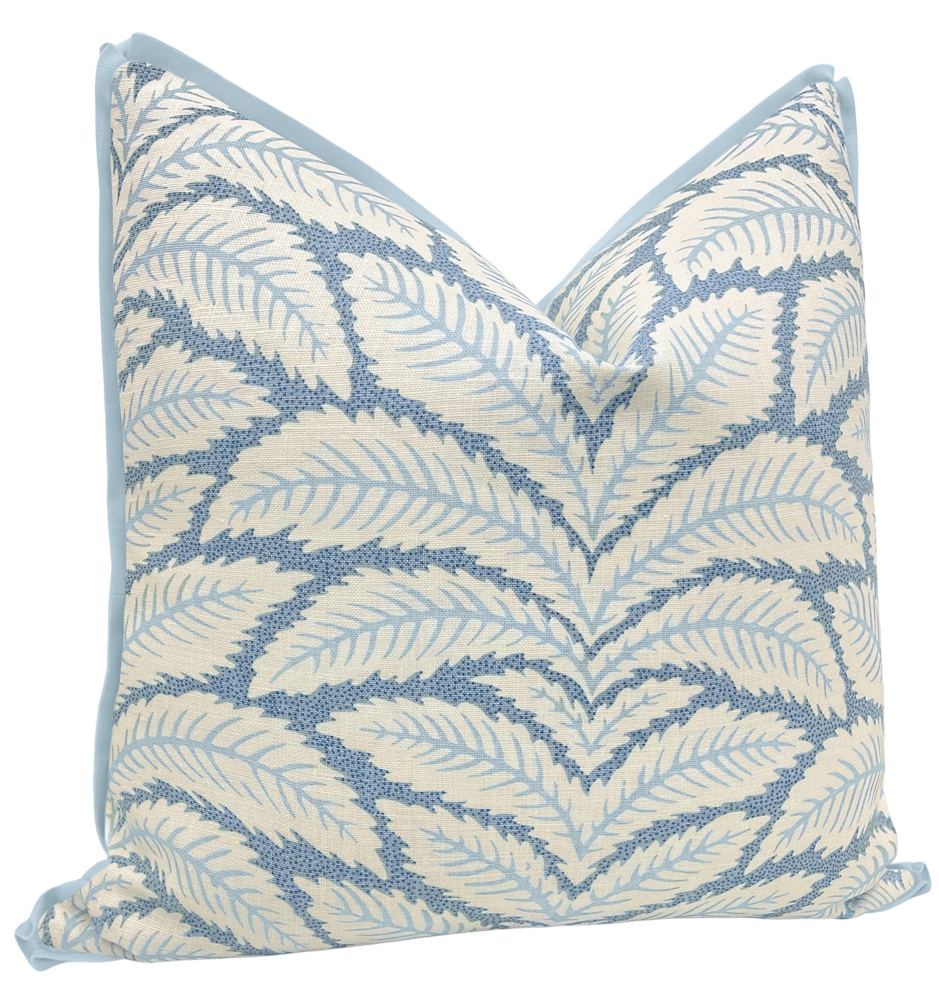TALAVERA COTTON AND LINEN PRINT // BLUE | BRUNSCHWIG & FILS - 20" X 20" / BUTTERFLY FLANGE / Powder Blue - Image 1