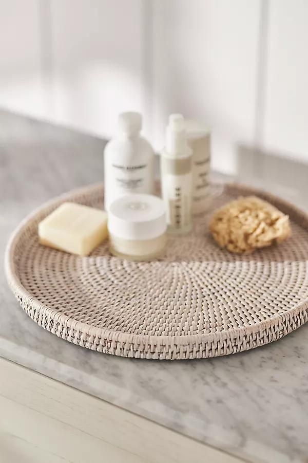 Handwoven Rattan Round Tray - Image 0