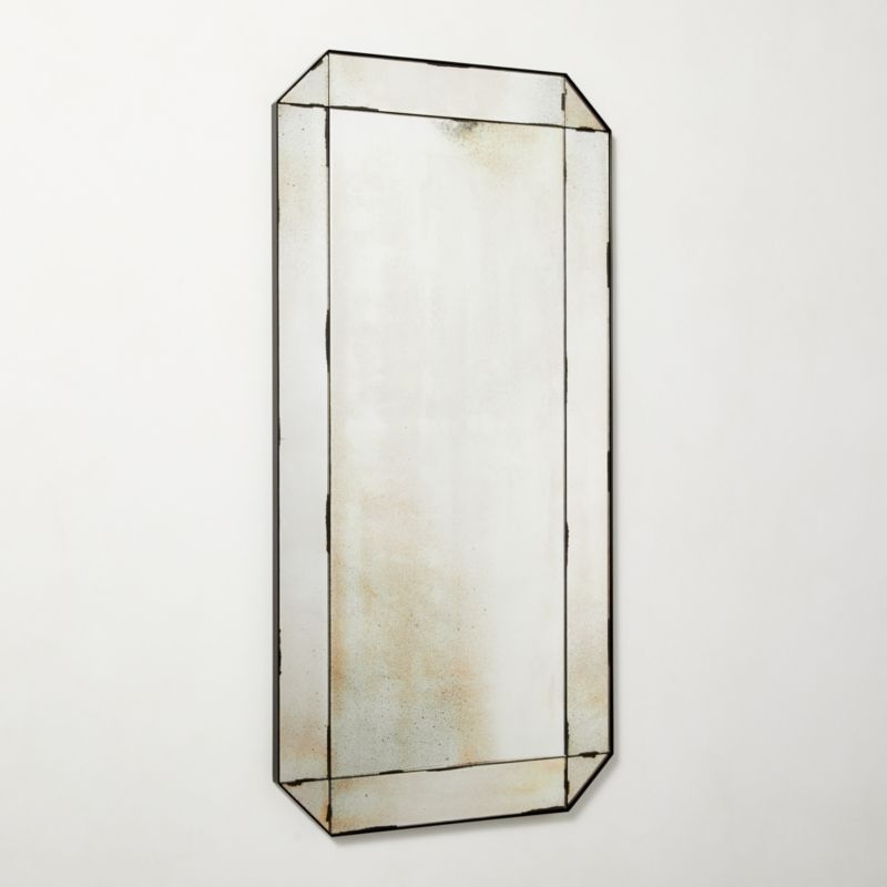 Sureau Antiqued Black Rectangular Wall Mirror 24x48 - Image 1