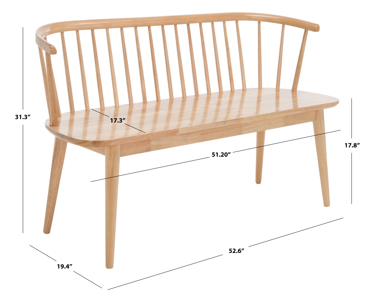 Blanchard Spindle Bench - Natural - Safavieh - Image 8