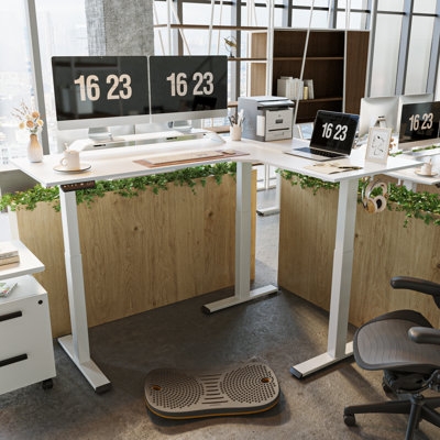 Juilo Height Adjustable L-Shape Standing Desk - Image 1