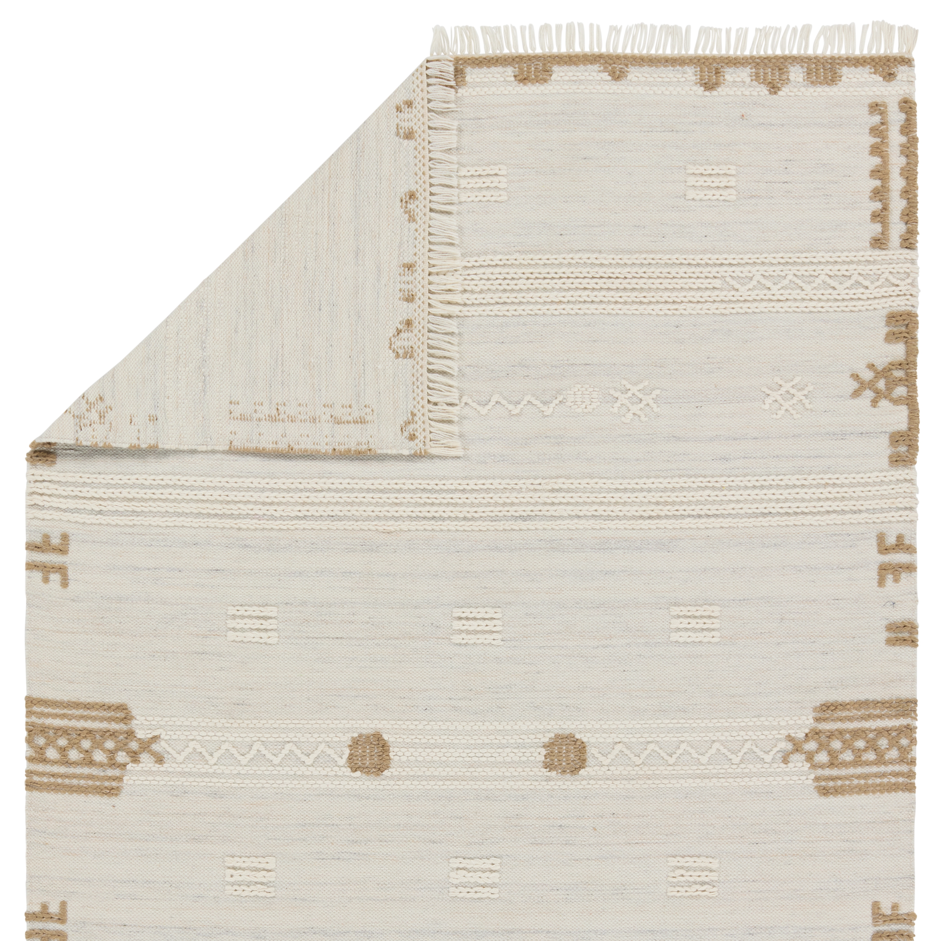 Noble Handmade Indoor/Outdoor Tribal Ivory/ Brown Area Rug (5'X8') - Image 2