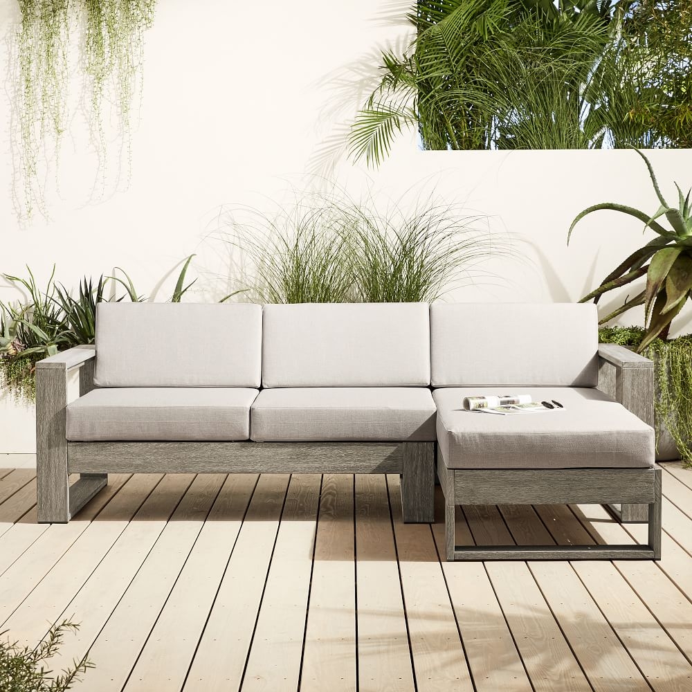 Portside Outdoor 92 in 2-Piece Chaise Sectional, Driftwood - Image 2