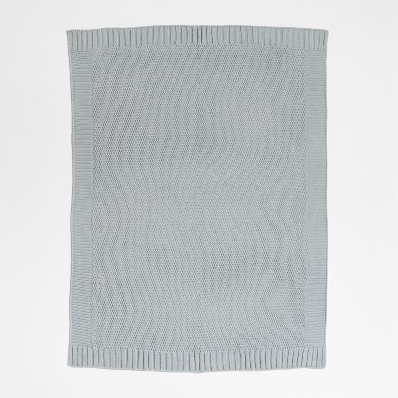 Bubble Knit Mist Blue Baby Stroller Blanket - Image 8