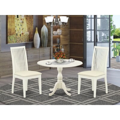 Lystra 2 - Person Rubberwood Solid Wood Dining Set - Image 0
