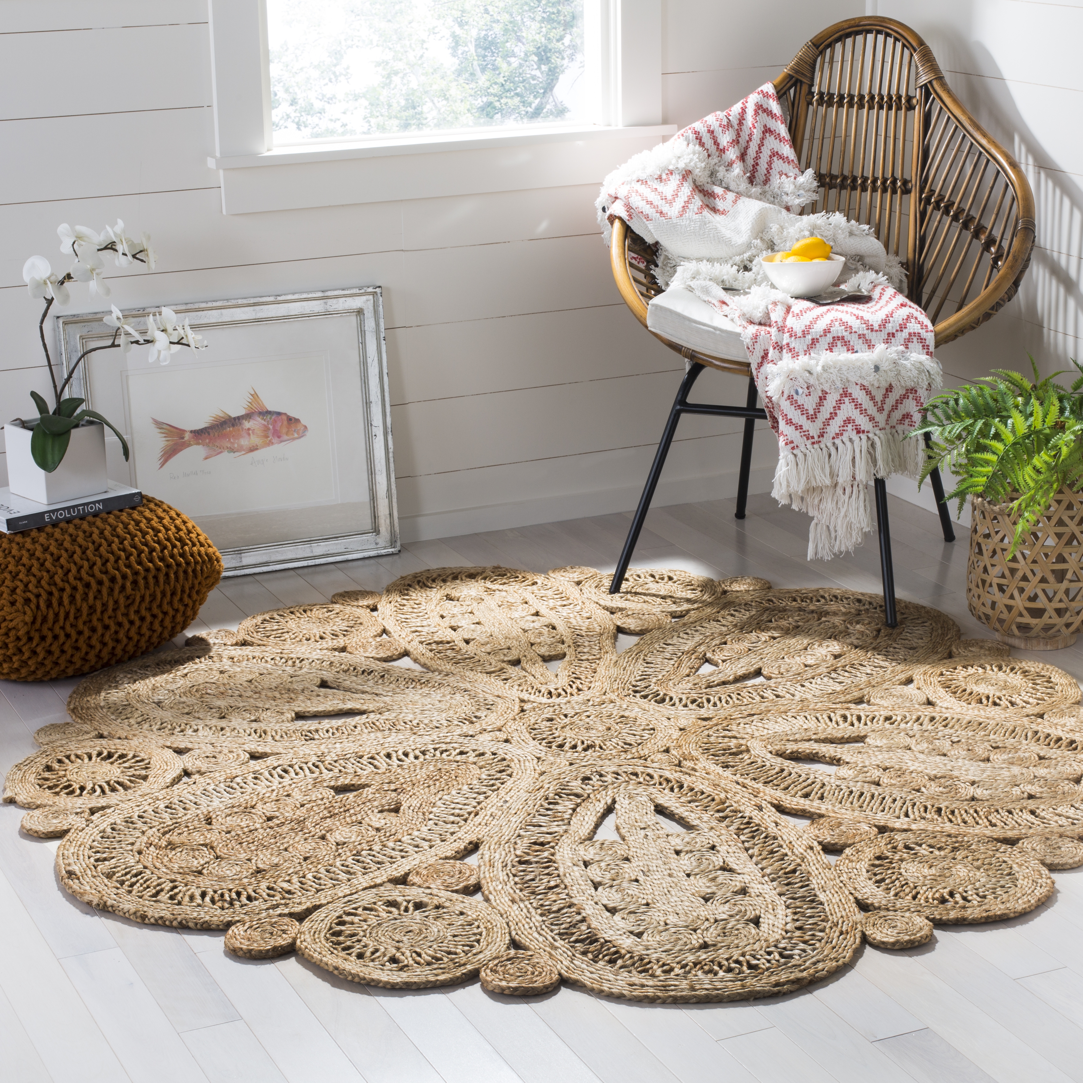 Arlo Home Hand Woven Area Rug, NF360A, Natural,  6' X 6' Round - Image 1