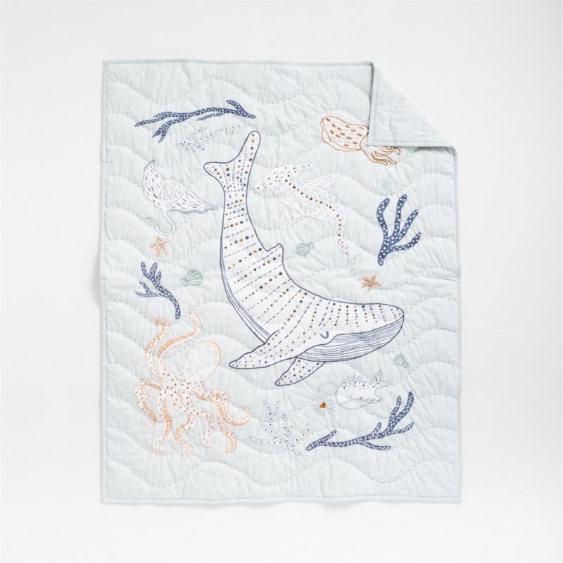 Aquatic Life Organic Cotton Baby Crib Quilt - Image 6