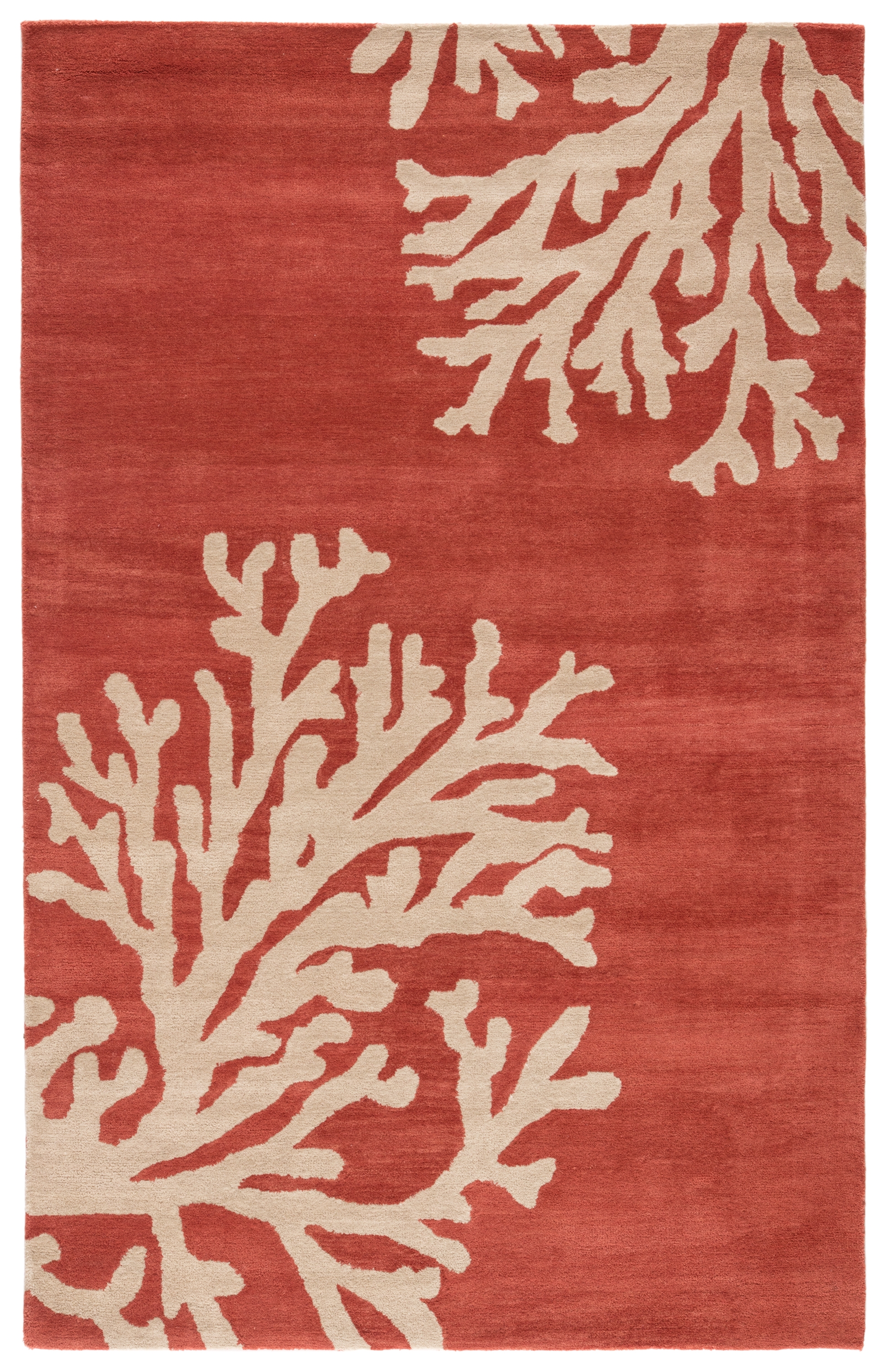 Bough Handmade Abstract Coral/ Tan Area Rug (8' X 11') - Image 0