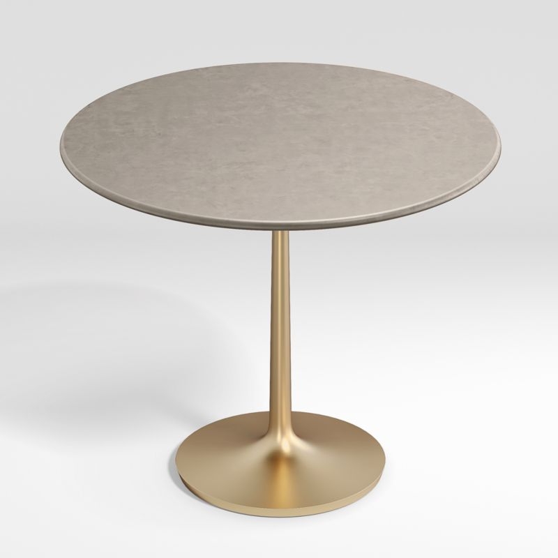 Nero 36" Concrete Dining Table with Brass Base - Image 1
