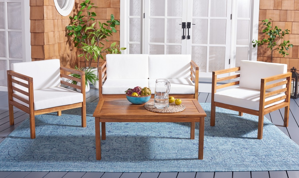 Kinnell 4 Pc Outdoor Living Set - Natural/Beige - Safavieh - Image 1