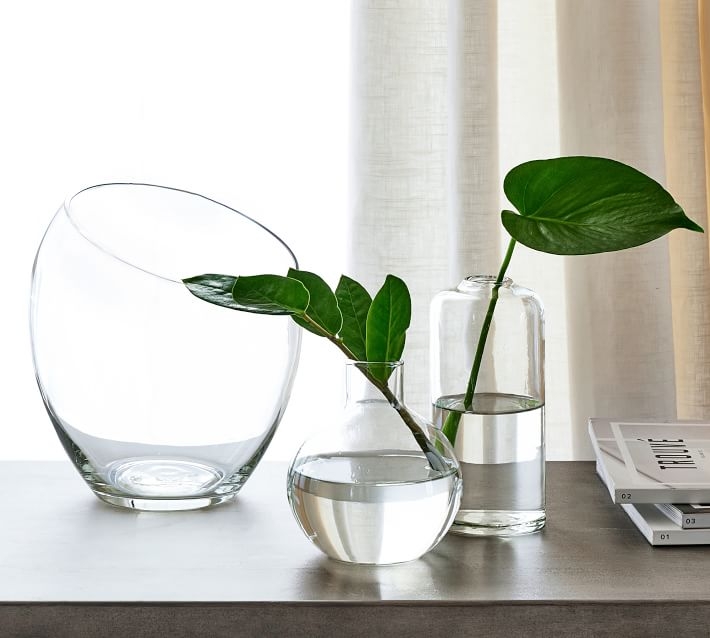 Skylar Glass Bottleneck Bud Vase, Clear - Image 1