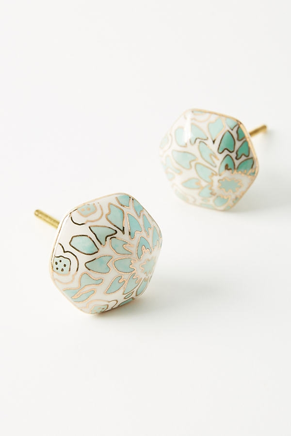 River Reflection Knobs, Set of 2 By Anthropologie in Mint Size SET OF 2 - Image 0