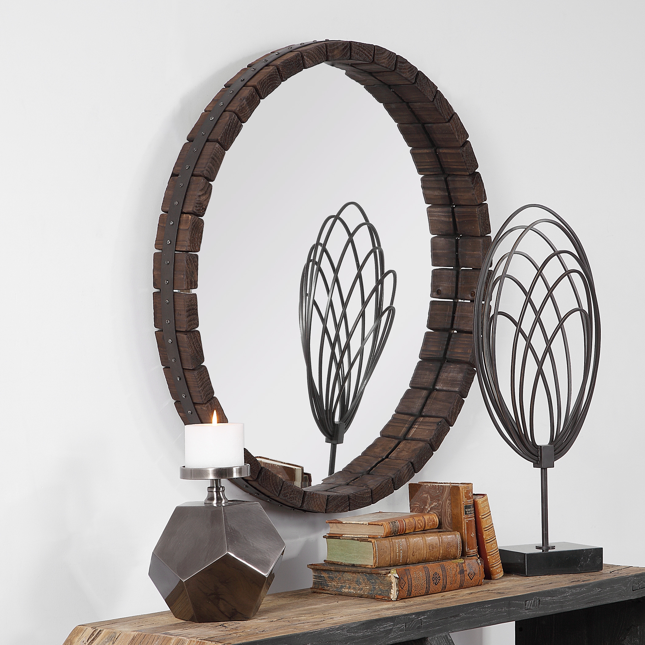 Islay Dark Oak Round Mirror - Image 2