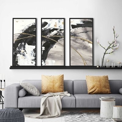 Gilded Arcs II - 3 Piece Floater Frame Print on Canvas - Image 0