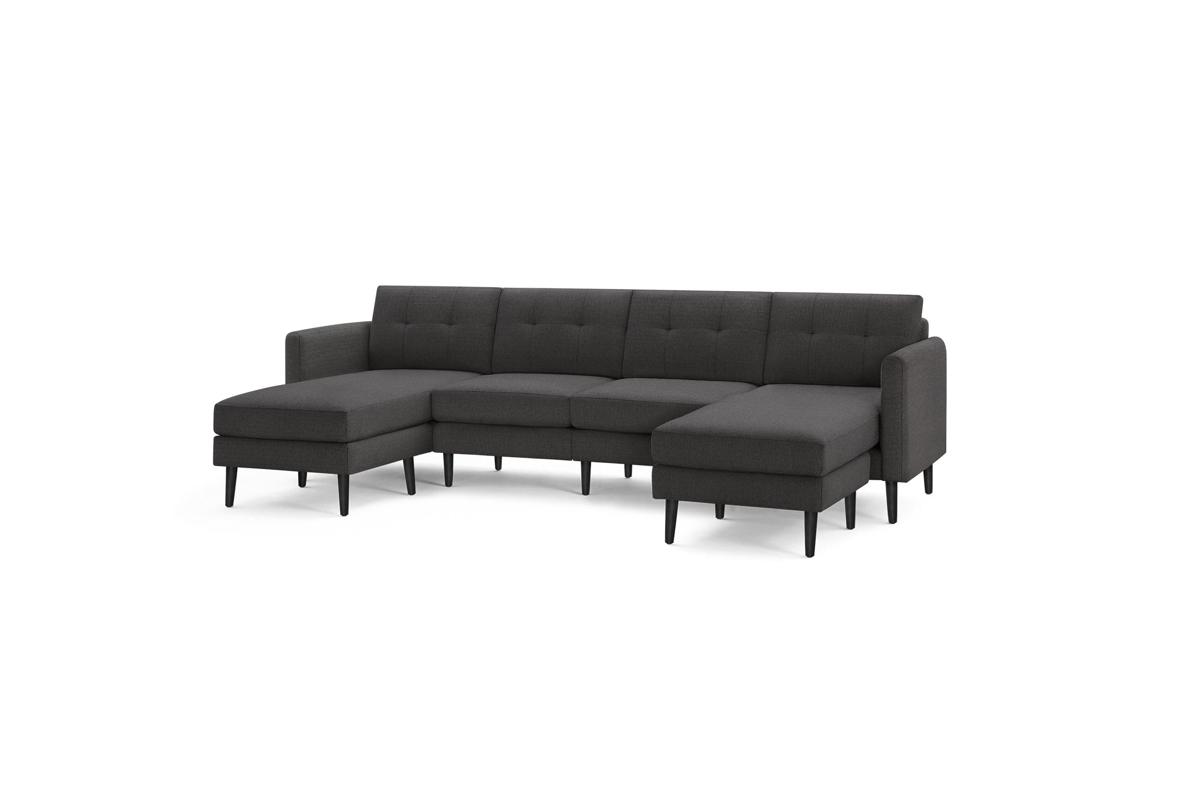 Nomad Double Chaise Sectional in Charcoal, Leg Finish: EbonyLegs - Image 0