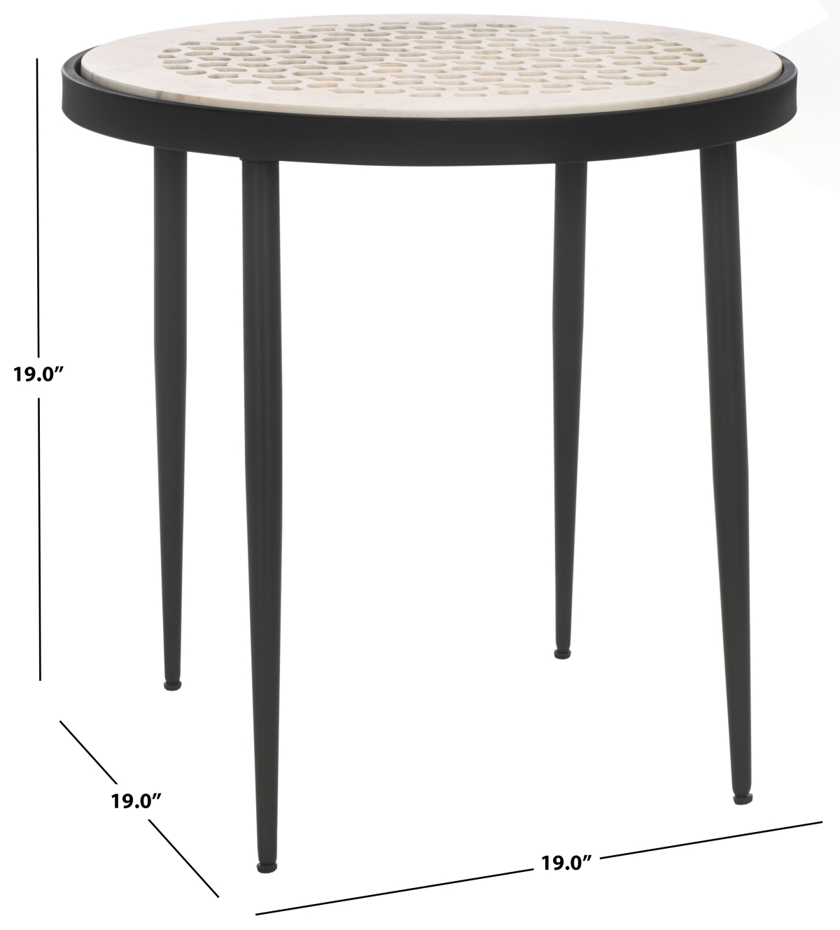 Elly Marble Cnc Side Table - White Marble / Black - Safavieh - Image 8