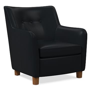 Teddy Chair, Poly, Sierra Leather, Licorice, Dark Walnut - Image 0