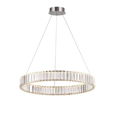 Modern Crystal LED Glass Chandelier Round 25W Silver - Image 0